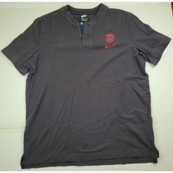 Nike Paris Saint-Germain PSG Black Polo Soccer Football Jersey Red Swoosh Sze XL - Picture 1 of 7